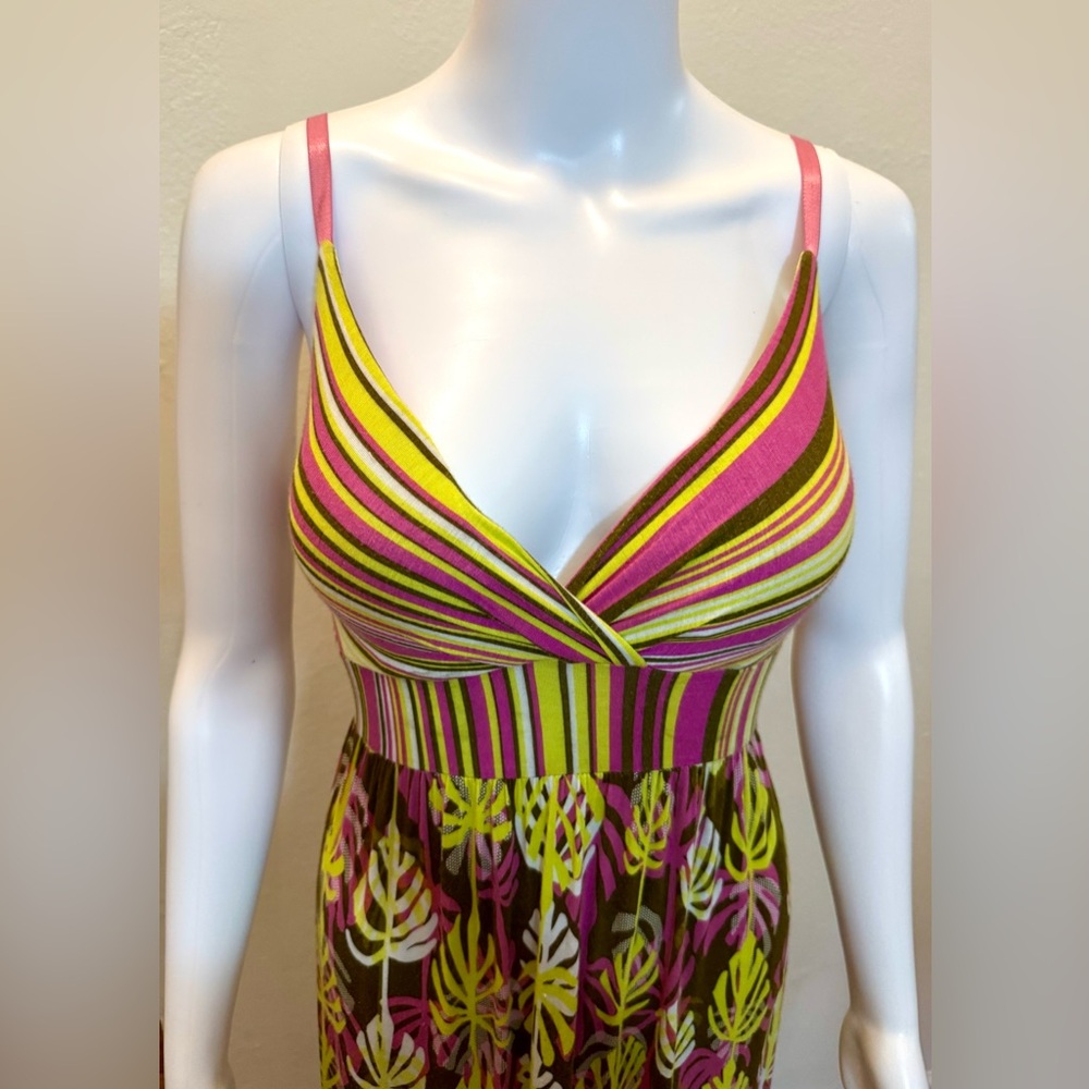Multicolor Striped & Leaf Print Maxi Dress – Size S, by Planet Gold - Picture 4 of 10